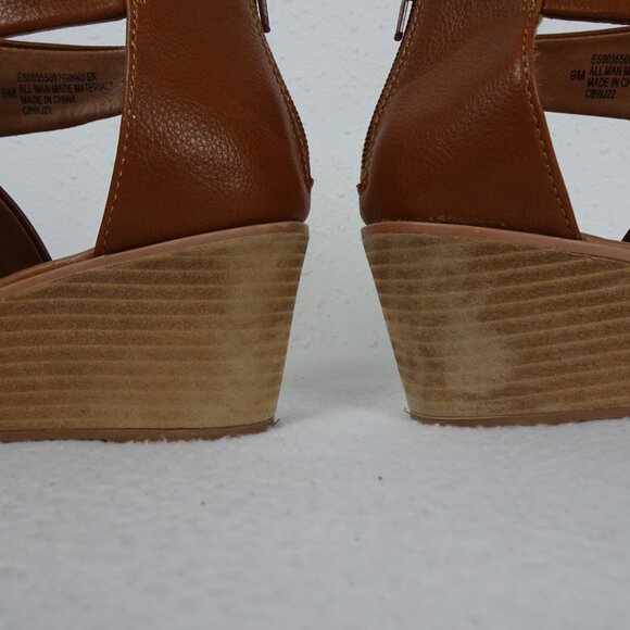 Euro Soft by Sofft Wedge Sandals Women's Size 9M Brown Zip Back Strappy Comfort - Picture 10 of 14